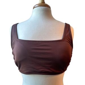 Kona Sol Chocolate Brown Square Neck Bikini Swimsuit Top Size L